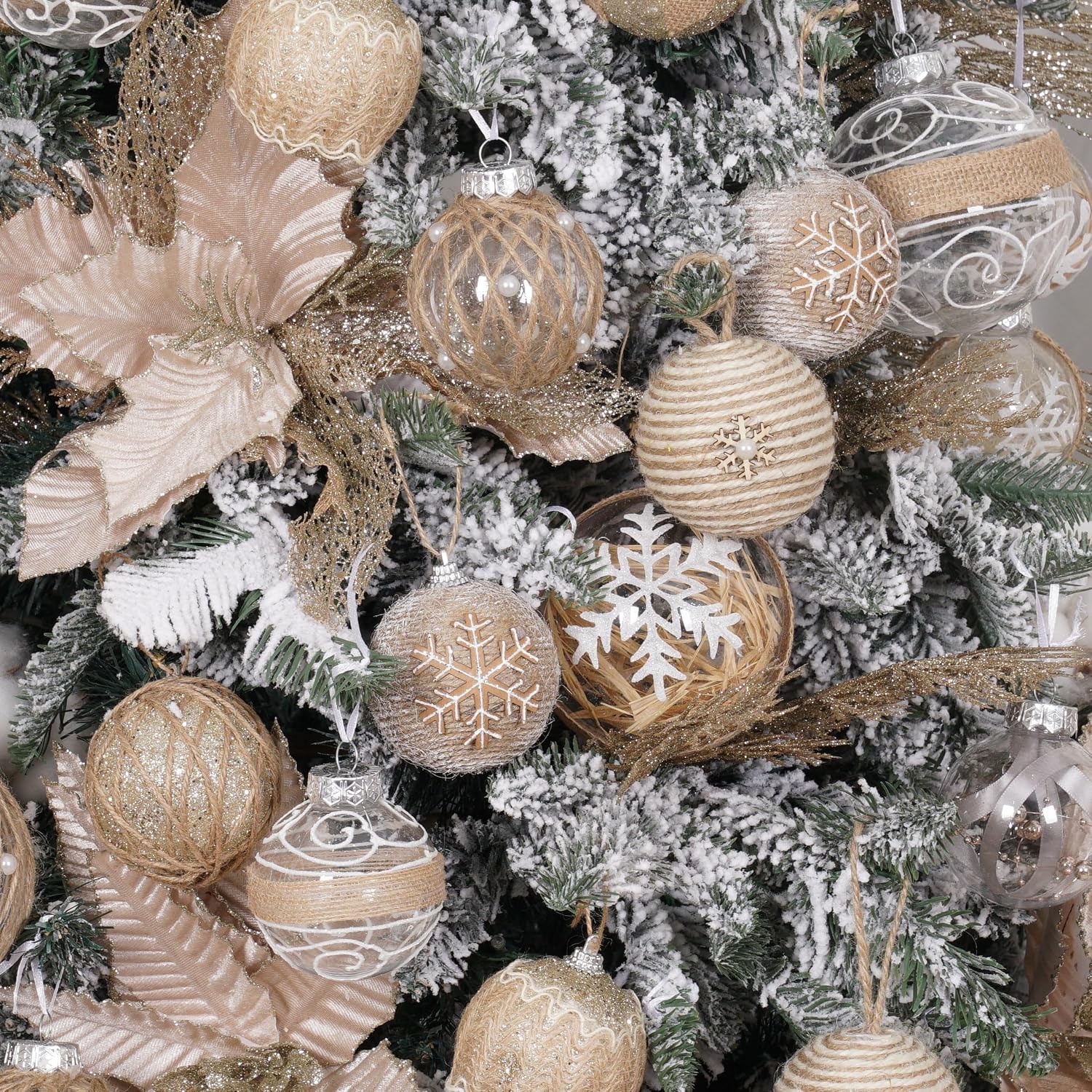 Farmhouse Christmas Ball Ornaments Set-Rustic Shatterproof Christmas Tree Decorations 12Counts,70mm/2.76", Farmhouse