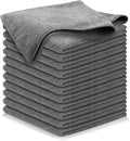 Microfiber Cleaning Cloth Grey - 12 Pcs (12.5"x12.5") - High Performance - 1200 Washes, Ultra Absorbent Microfiber