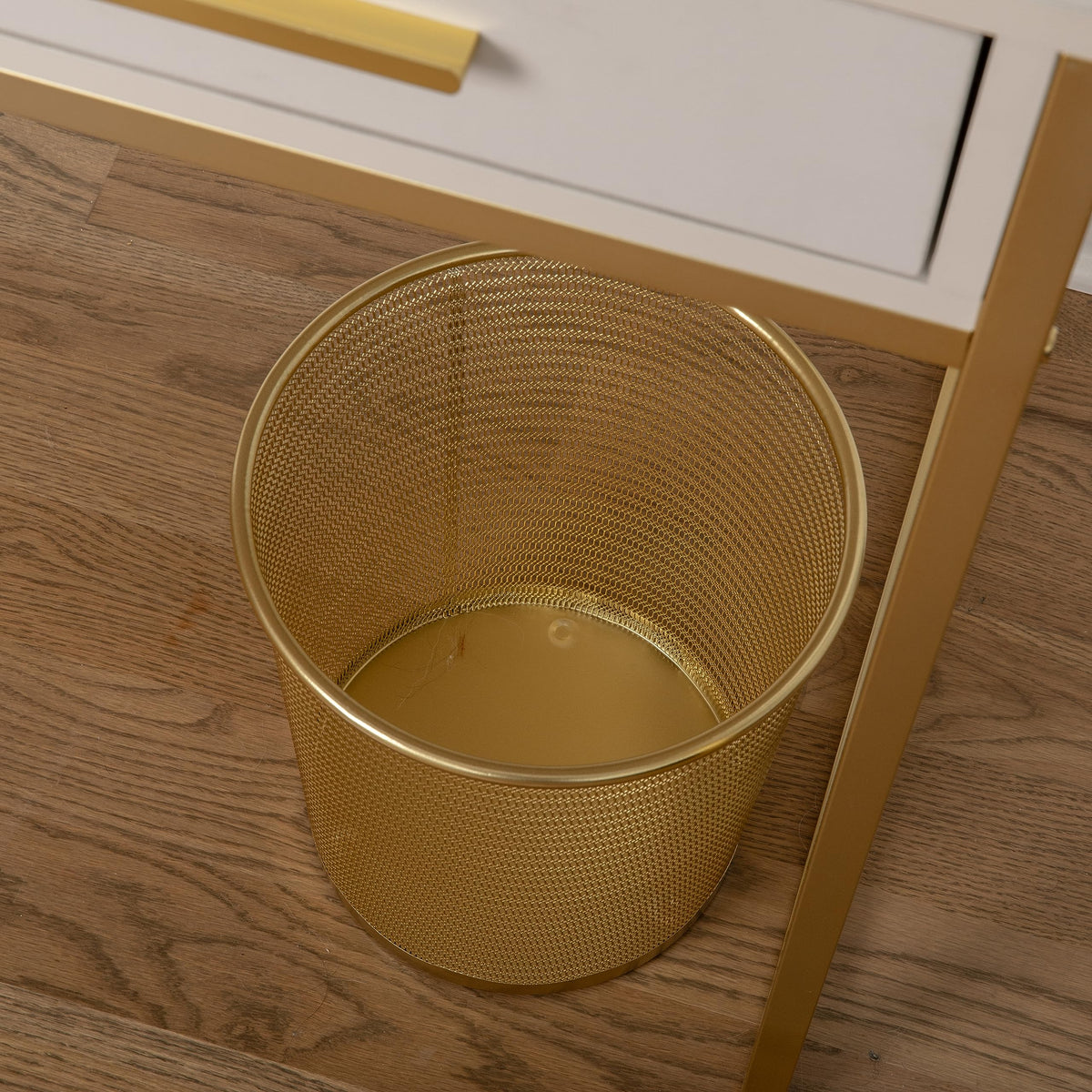 Ryder 4.5 Gallon Mesh Metal Wastebasket, Gold