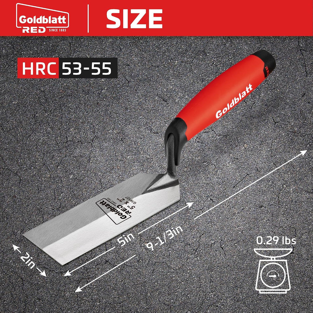 RED Margin Trowel, 5" x 2" Upgraded Ground Blade | Professional Masonry Tools, Heavy Duty One-Piece Forging, Premium