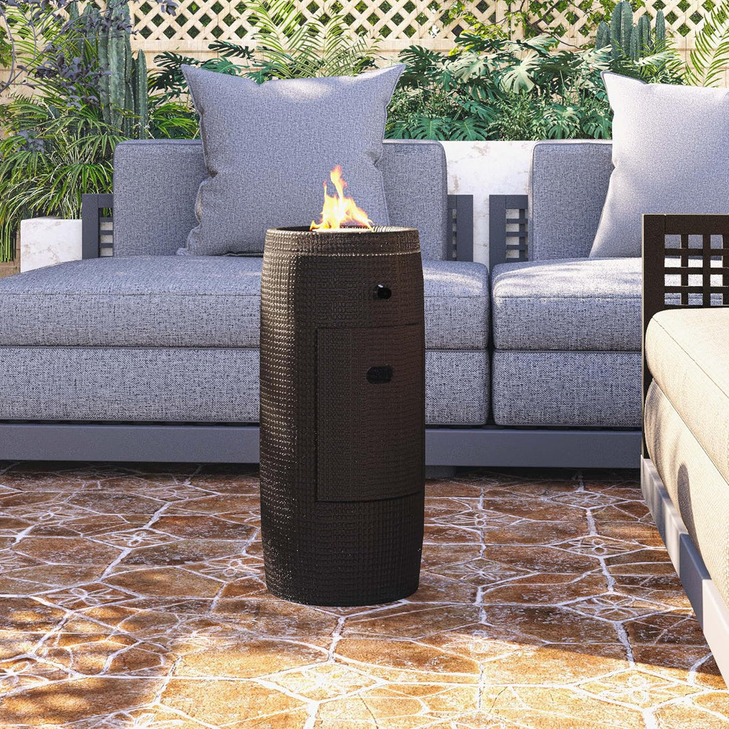 Outdoor Propane Fire Pit, 11" Propane Fire Column, Patio Gas Fire Pit 15,000 BTU Small Firepit Table for Outside w