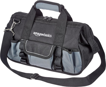 Durable Wear-Resistant Tool Storage Bag with Adjustable Shoulder Strap, Portable Tool Organizer, 16 Pockets, 12 in