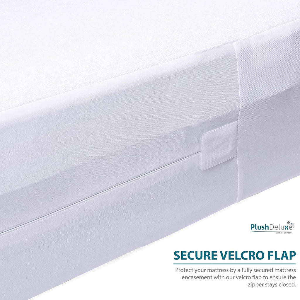 Queen Size Premium Mattress Encasement - Zippered Waterproof, Bedbug Proof Design, 6-Sided Protection