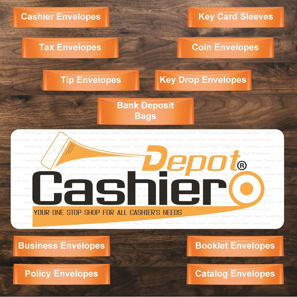 100 Cashier Depot - #10 Business Envelopes with Left Window, 4 1/8 x 9 1/2 Inches, 24lb White Wove, Security Tinted