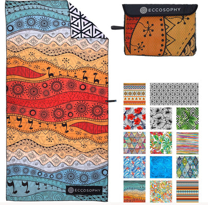 Microfiber Beach Towel - Quick Dry, Sand Free and Oversized 71x35 | Super absorbent, lightweight, swimming, gym