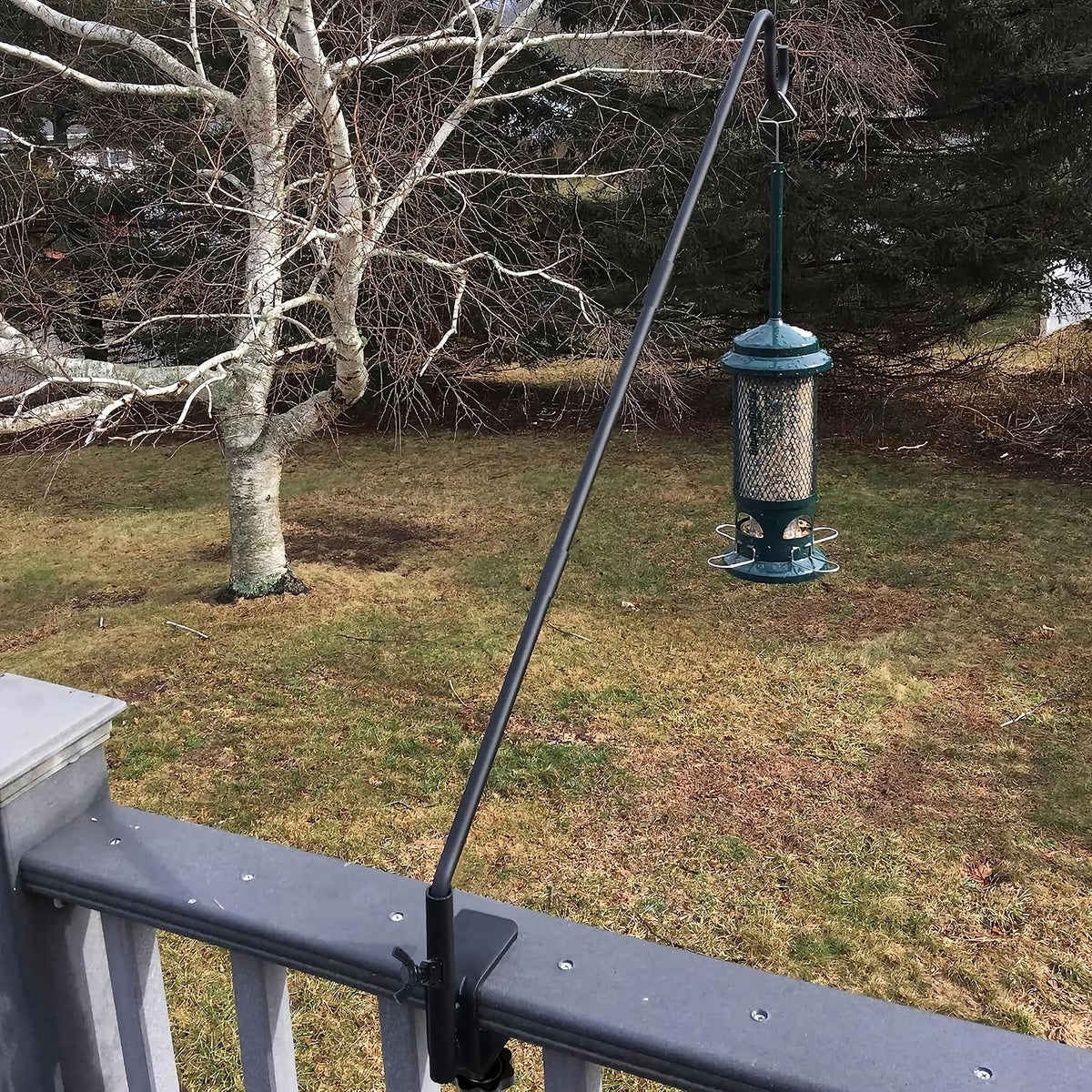 Heavy Duty Deck Hook with 2 Inch Non Slip Clamp, 25 or 36 Inch Extended Reach Deck Hook, Adjustable Rail Pole Plant