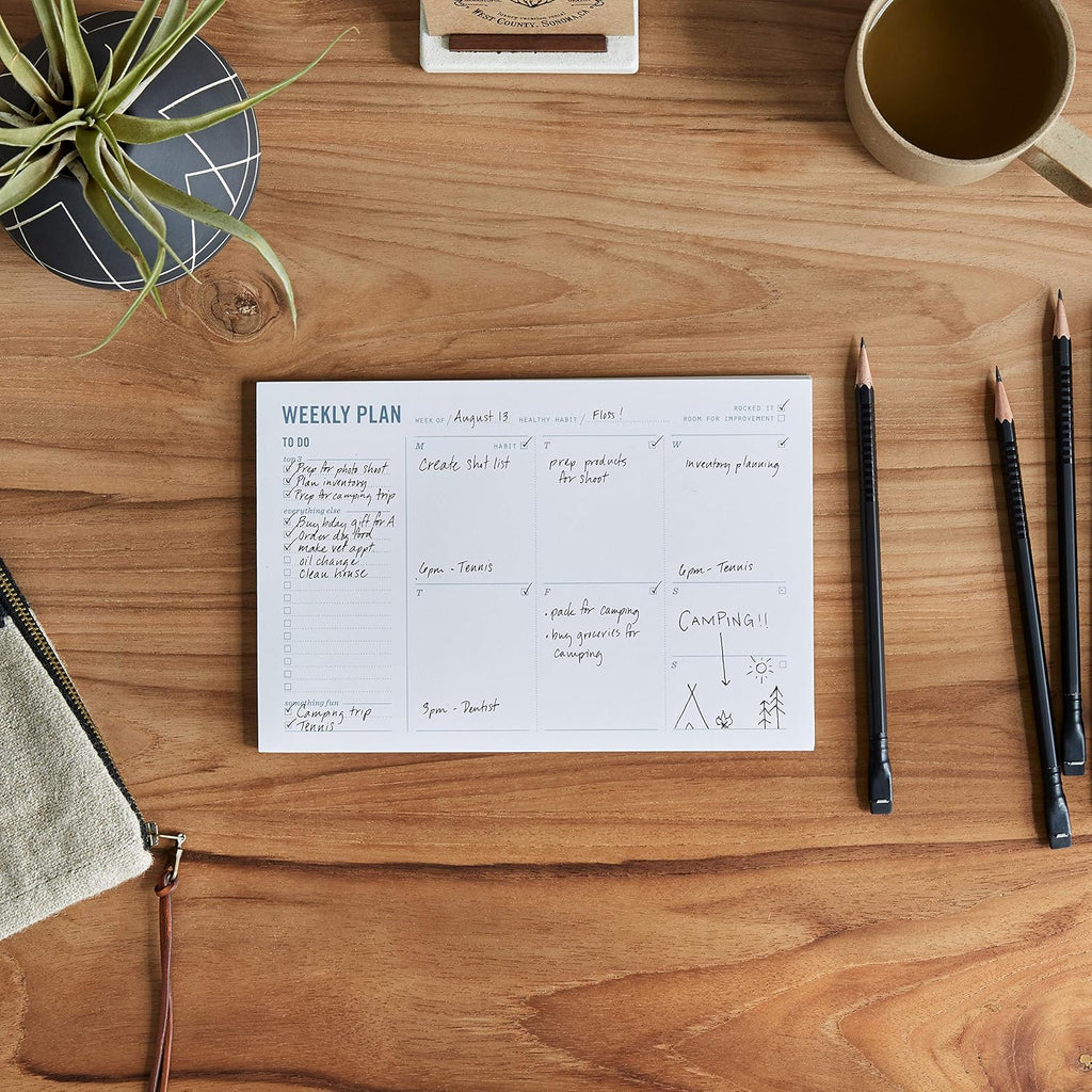 Weekly Planner Pad - Undated 6x9" Weekly To-Do List Notepad with Calendar and Task List, Perfect Desk Organizer for