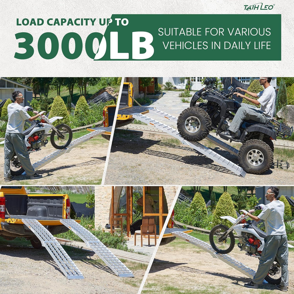 Truck Ramps 3000LBS Capacity - 2 Pcs 7.5ft Heavy Duty Loading Ramp, Folded Loading Ramps for Motorcycles, Dirt Bikes