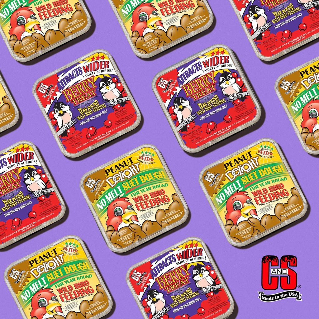 Suet Variety Value Pack, Peanut Delight Dough & Berry Treat, Wild Bird Food, Year Round Source of Energy for Birds