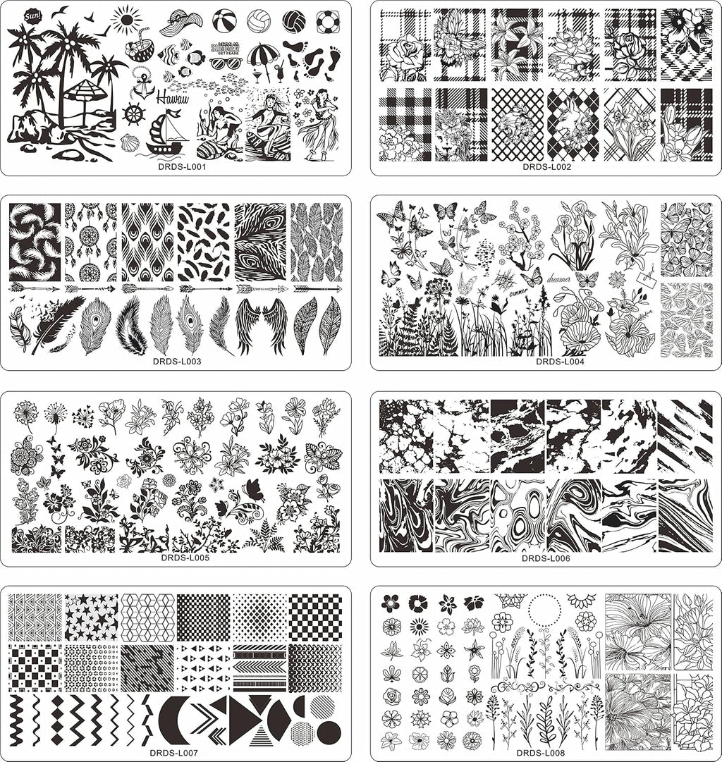 21 Pcs Nail Stamp Plates Set 16 Plate 2Stamper and 2 Scraper 1storage Bag Nails Art Stamping Plate Scraper Stamper
