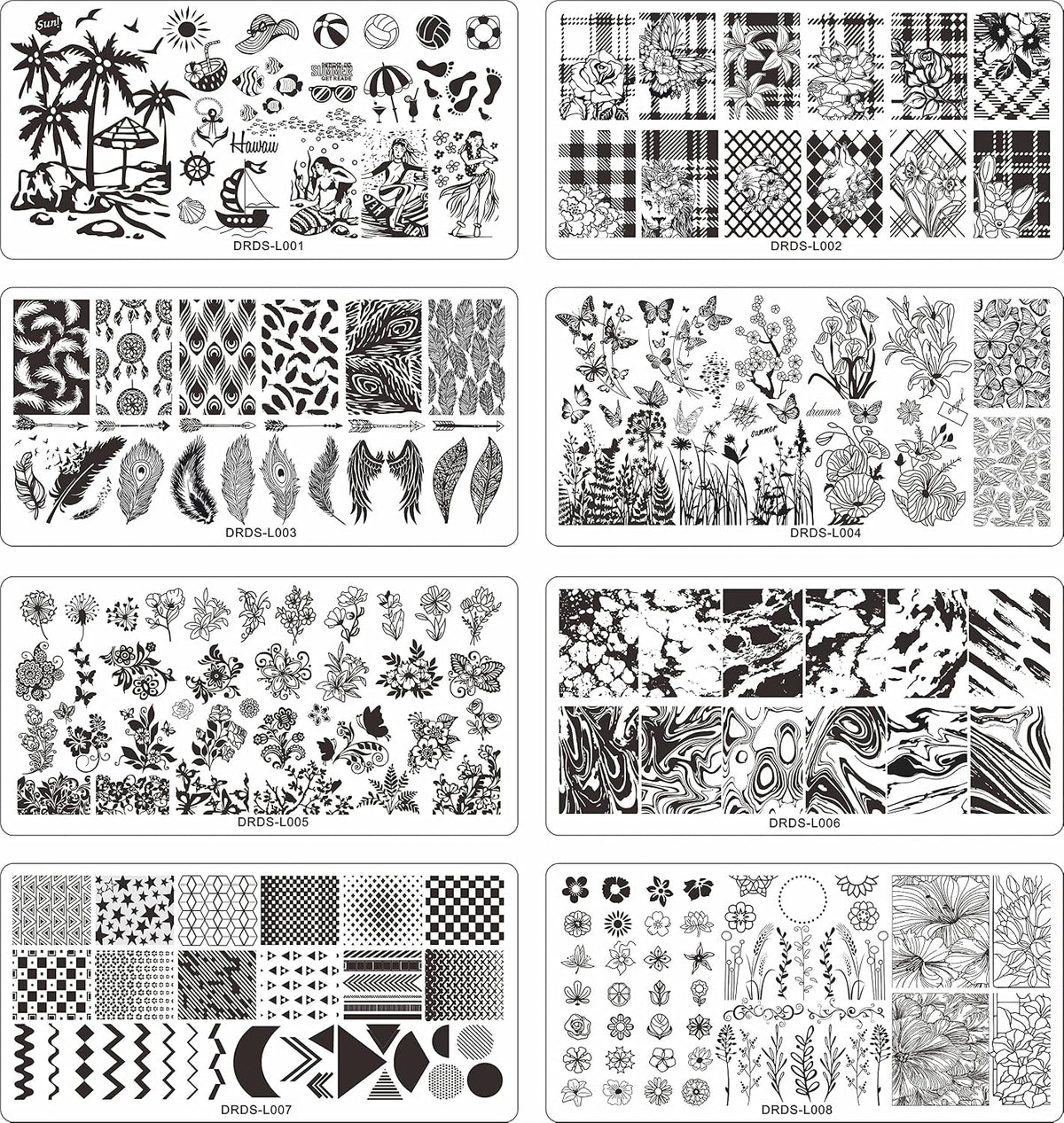 21 Pcs Nail Stamp Plates Set 16 Plate 2Stamper and 2 Scraper 1storage Bag Nails Art Stamping Plate Scraper Stamper