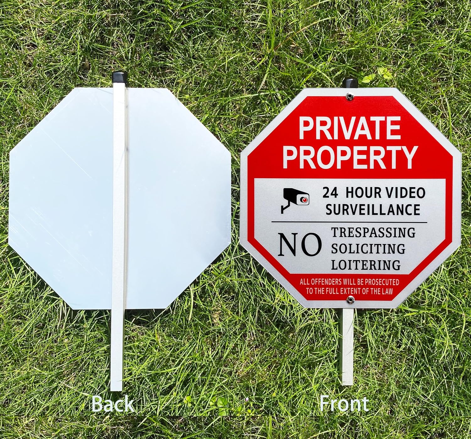 “Private Property - No Trespassing, No Soliciting,No Loitering” Octagon Yard Sign, No Soliciting Sign for House with