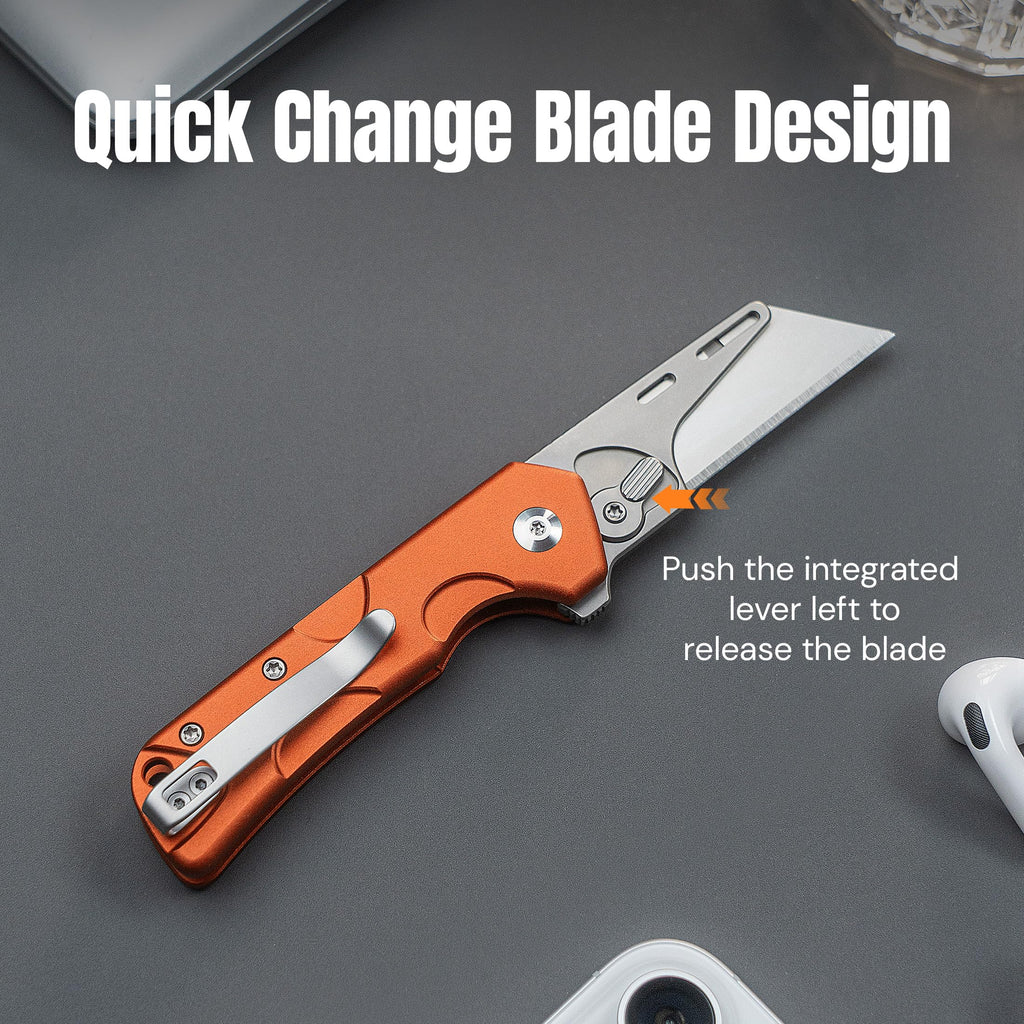Folding Utility Knife Box Cutter, Quick Change Blade C24041F-3