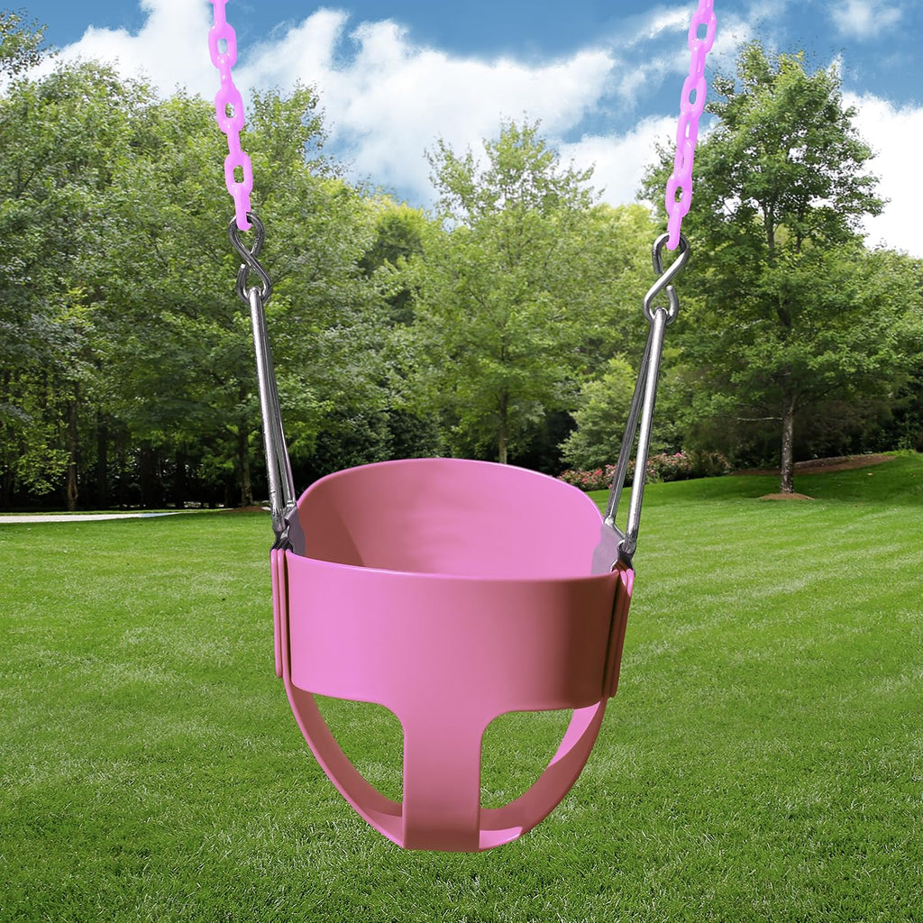 WS 2083 Full Bucket Toddler Swing with Chains, 50 Pound Capacity, Pink
