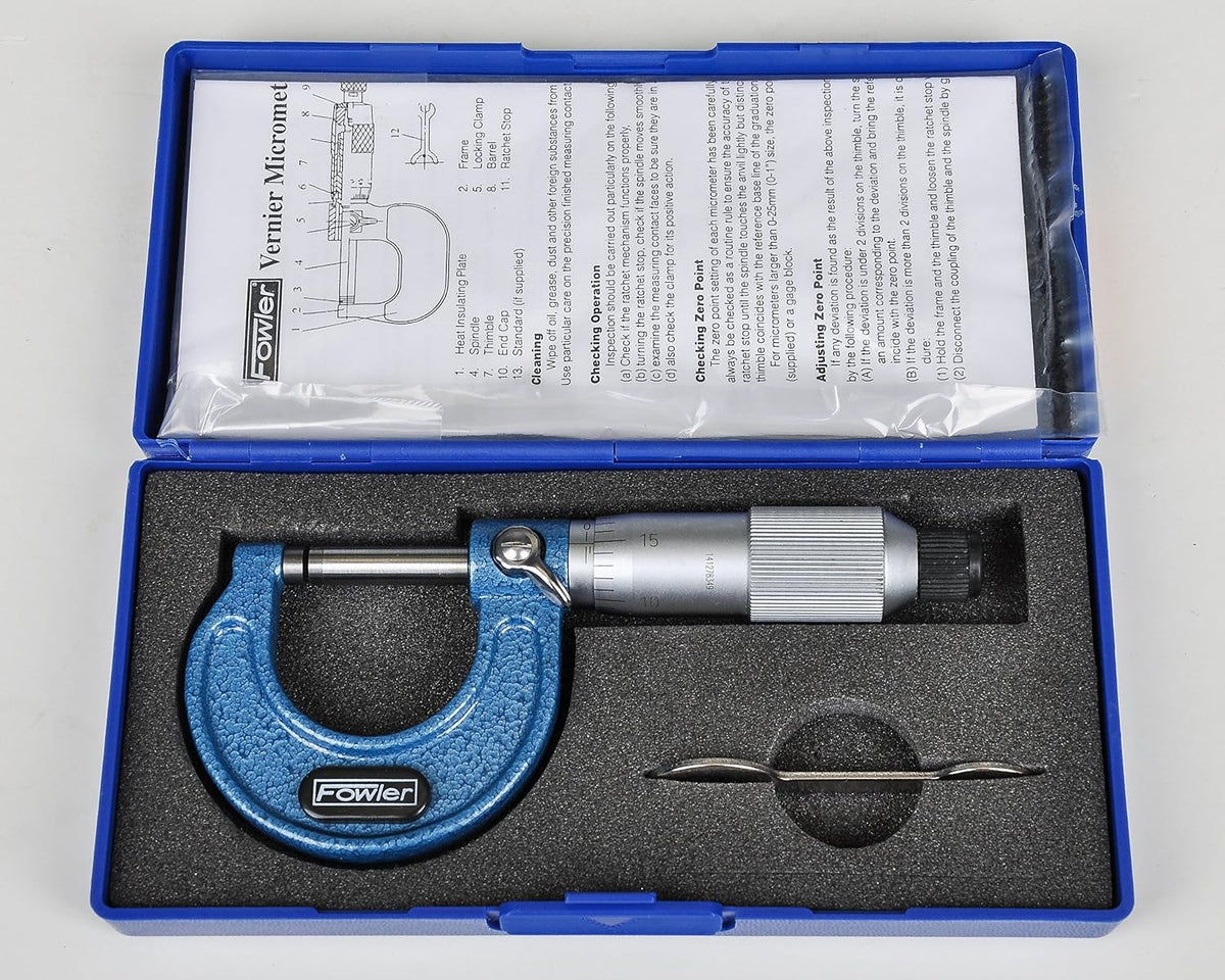 Fowler 52-253-001-1, Premium Outside Inch Micrometer with 0-1" Measuring Range