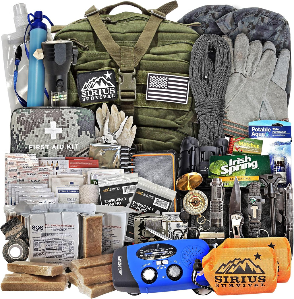 Sirius: Pre-Packed Bug Out Bag - 72 Hour Kit for 2 People - Bugout Backpack Survival Kit - Premium 50L Go Bag