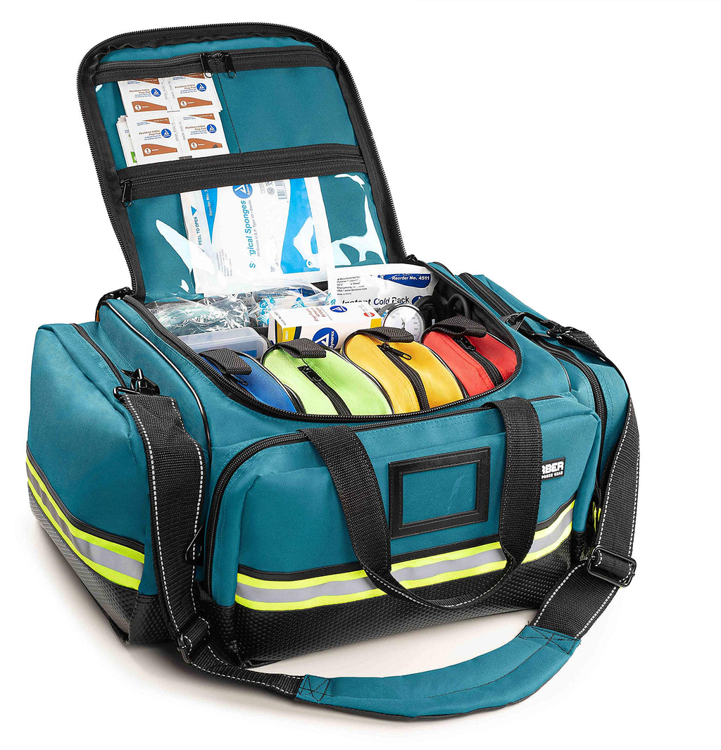 Fully-Stocked First Responder Professional Advanced EMT/EMS Trauma Kit | HSA/FSA Approved | Reflective Bag w/10+