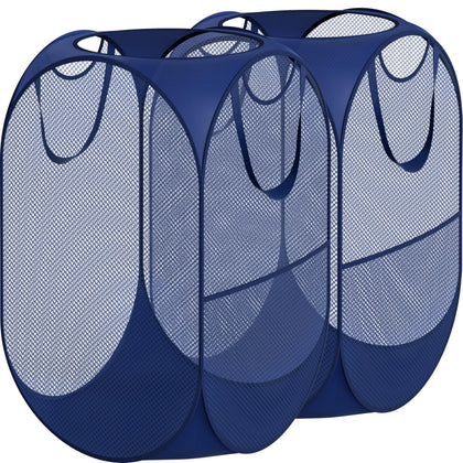 Mesh Pop-Up Laundry Hamper with Side Pocket, 2 Pack