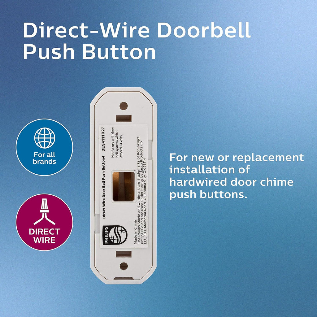 Philips Direct Wire Push Button Doorbell, DIY, Fix Broken Door Chime Button | White, DES4111R/27