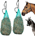 2 pcs Ultra Slow Feed 1.5"x1.5" Holes 40” Hay Net for Horses and livestocks (Turquoise)