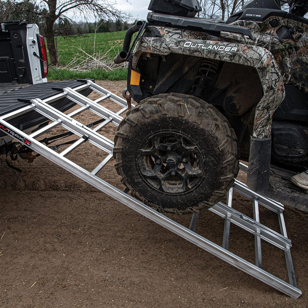 78-inch Tri-Fold XL Aluminum Truck, UTV/ATV Loading Ramps - 1750lb Capacity , silver -TX104