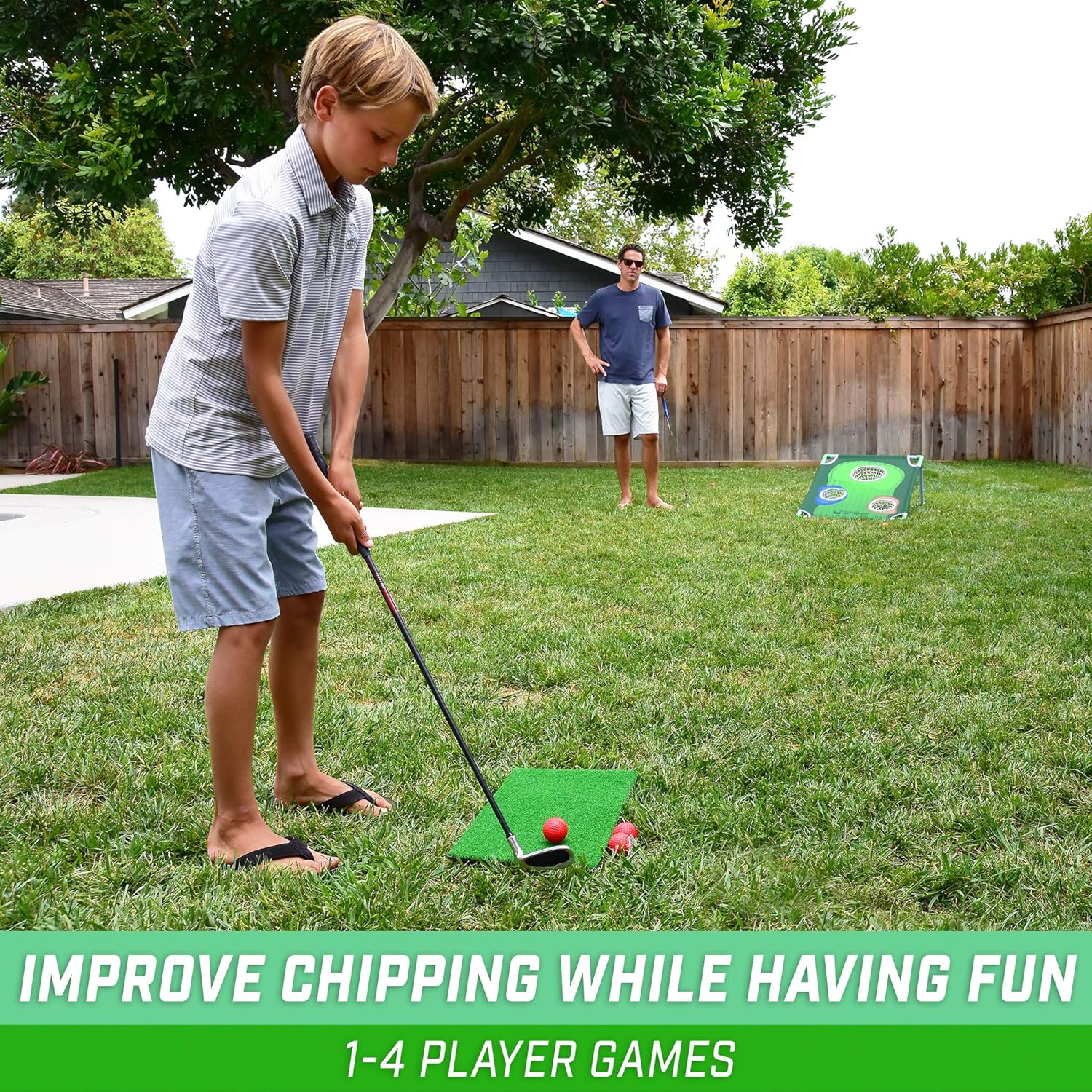 BattleChip Backyard Golf Cornhole Games – Includes Targets, Chipping Mats, Foam Golf Balls, Scorecard and Carry Case