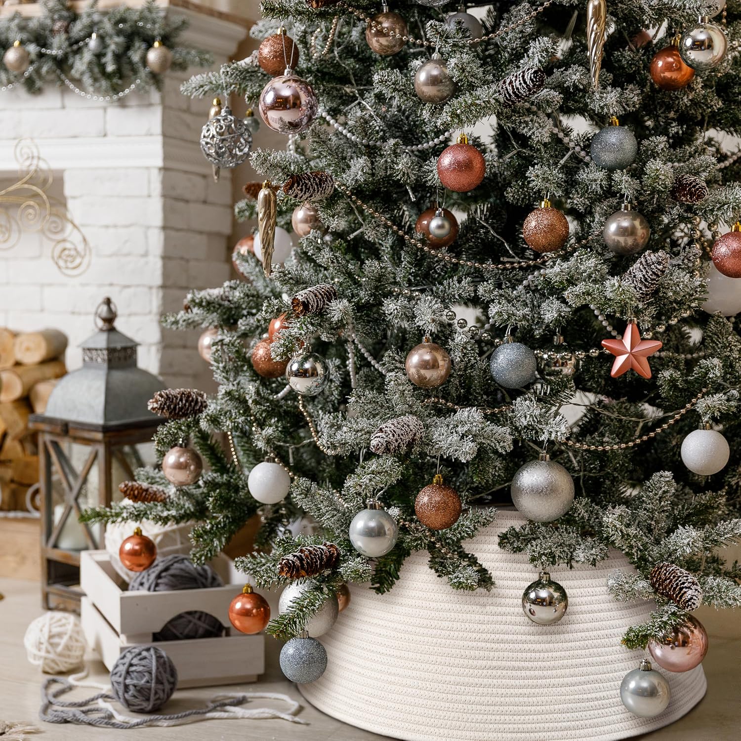 Beautiful Christmas Tree Collar - Modern 28" Cotton Rope Tree Ring - Easy to Set Up Christmas Skirt Enhances Your
