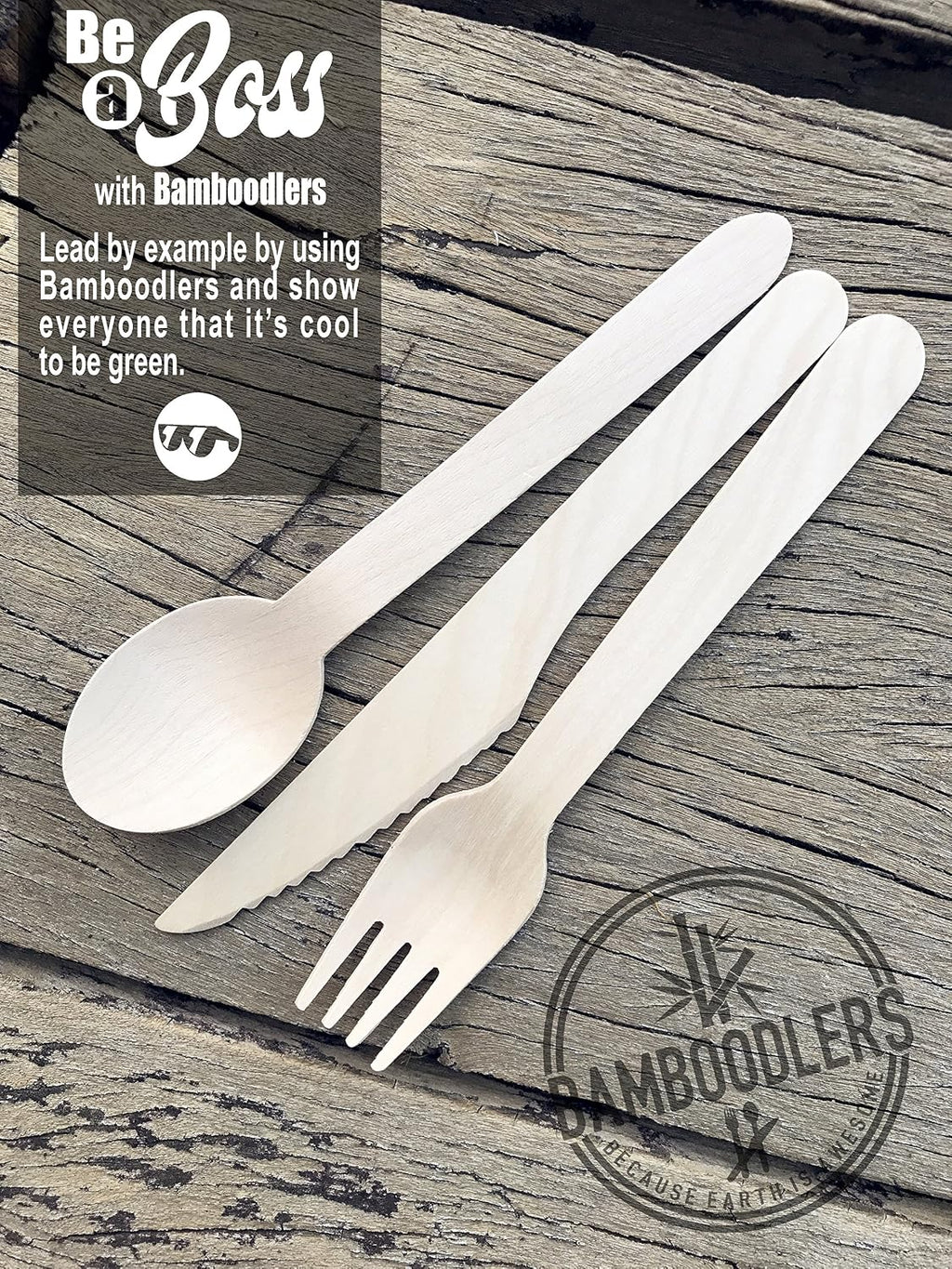 Disposable Wooden Cutlery Set | 100% All-Natural, Eco-Friendly, Biodegradable, and Compostable - Because Earth is