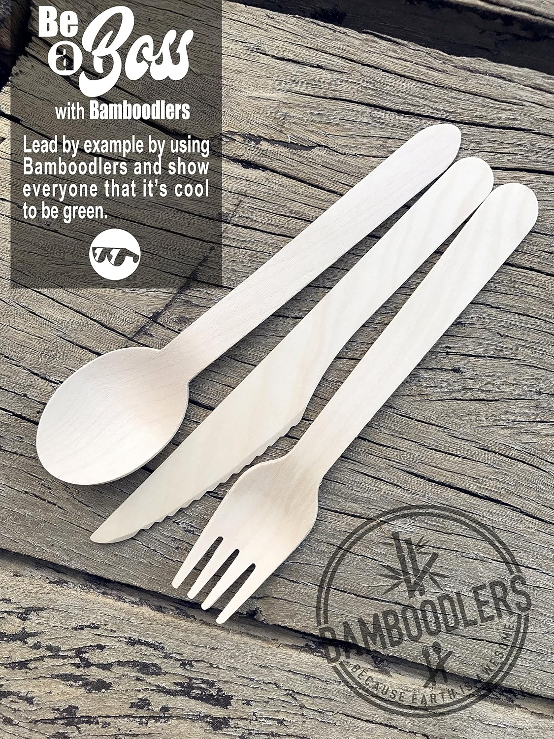 Disposable Wooden Cutlery Set | 100% All-Natural, Eco-Friendly, Biodegradable, and Compostable - Because Earth is