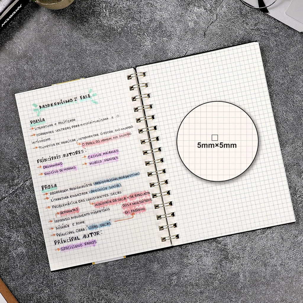 Graph Paper Spiral Notebook A5 Graphing Notebook 160 Pages Graph Paper Notebook Spiral Bound Waterproof Plastic