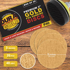 Dura-Gold - Premium - 40 Grit 3" Gold Hook & Loop Sanding Discs for DA