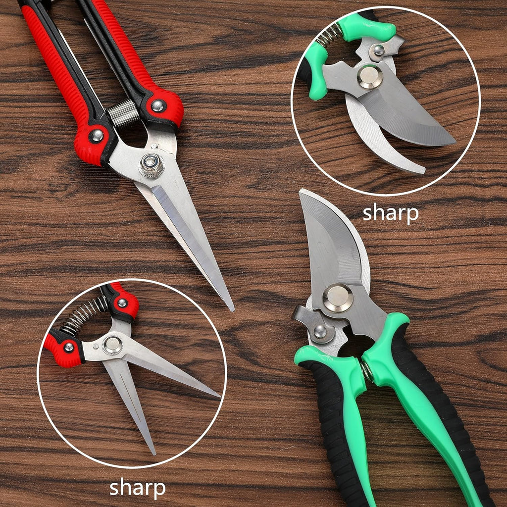 5‑Piece Garden Pruning Shears Set with Gloves & Storage Bag – Stainless Steel Trimming Scissors for Flowers, Herbs &