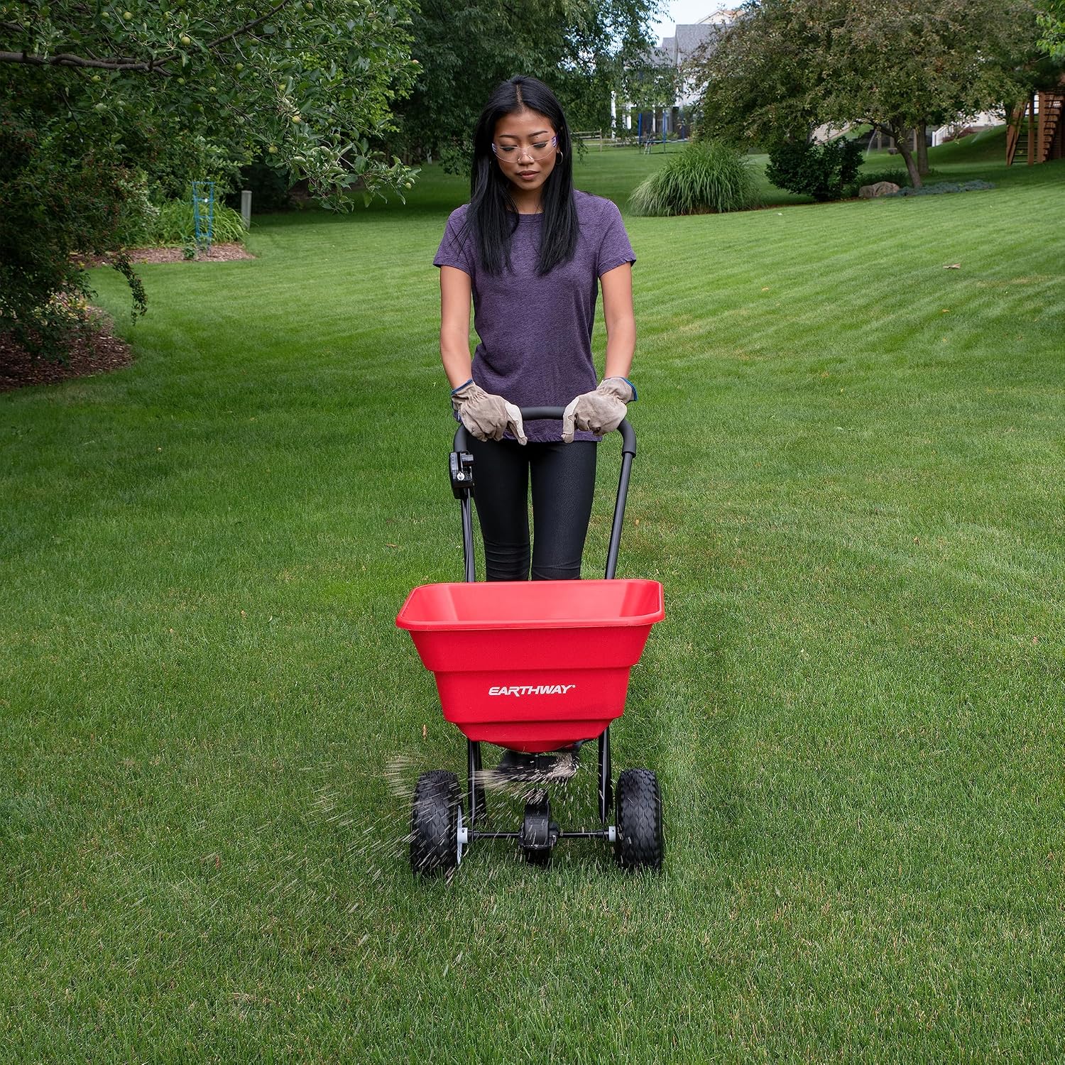 2050P 80lb Broadcast Spreader, Lawn Aerator, Fertilizer Spreader, 80lb Capacity, Pre-Assembled, with Rustproof Poly