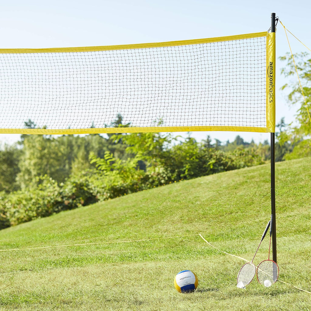 Portable Outdoor Volleyball and Badminton Combo Set with Sturdy Poles and Storage Bag