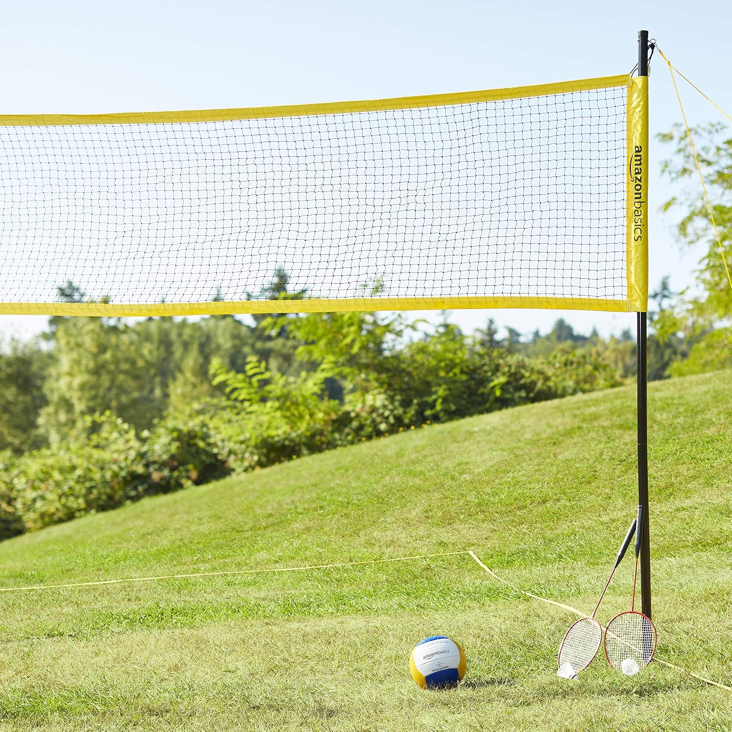 Portable Outdoor Volleyball and Badminton Combo Set with Sturdy Poles and Storage Bag