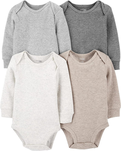Baby 4-pack Soft Thermal Long Sleeve Bodysuits