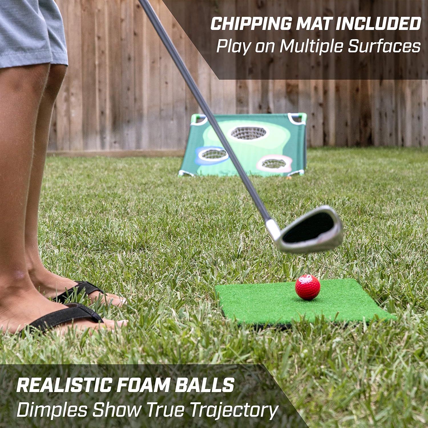 BattleChip Backyard Golf Cornhole Games – Includes Targets, Chipping Mats, Foam Golf Balls, Scorecard and Carry Case