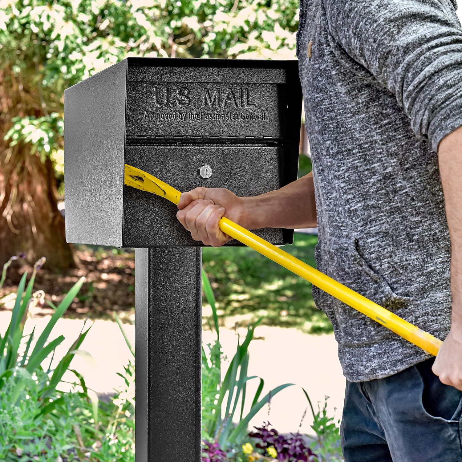 Mail Manager Modern Locking Post Mount Mailbox, USPS Approved | Patented anti-pry lock, accepts small packages