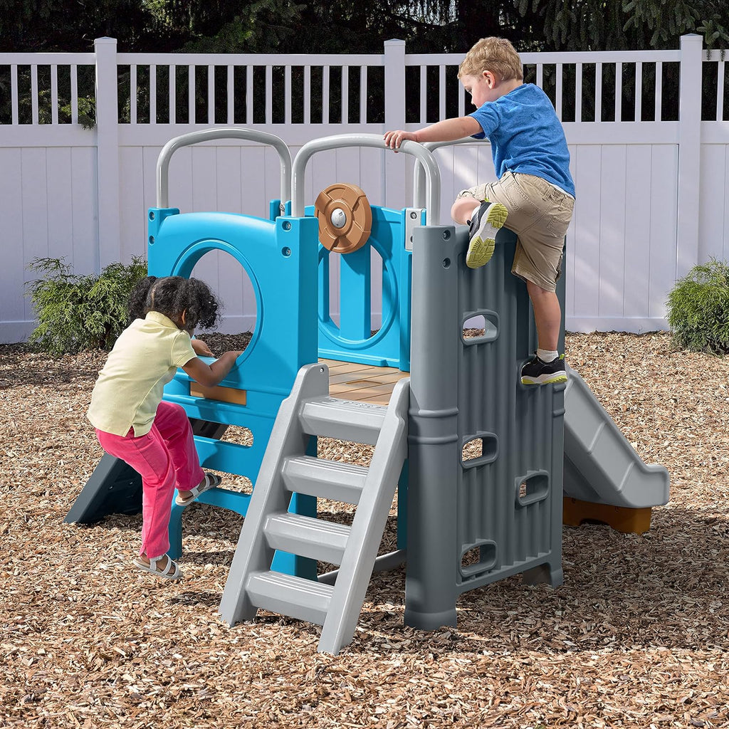 Step2 Scout & Slide Climber, Kids Outdoor Playset, Backyard Playground Set, Slide, Climbing Wall, Tunnel, Outside