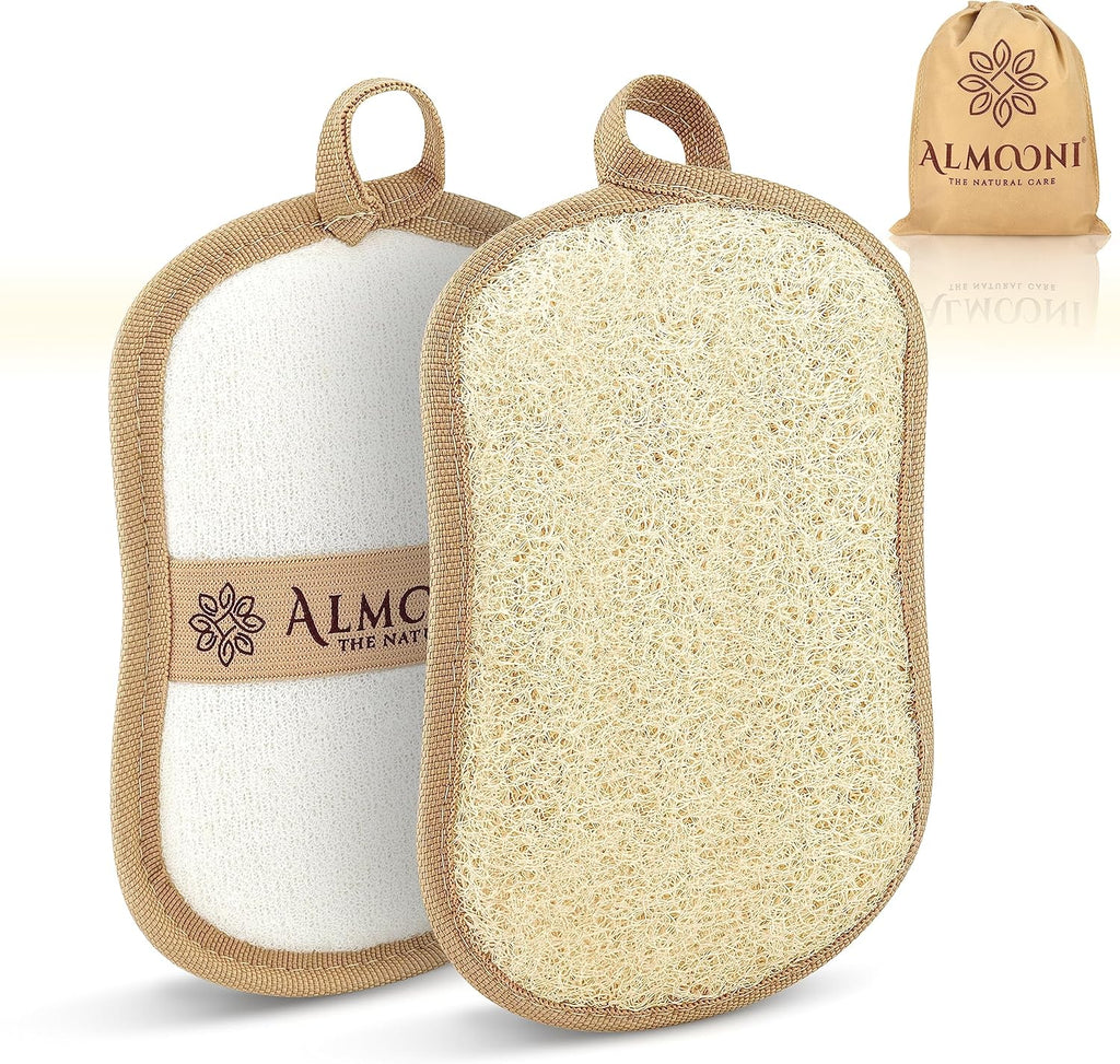 Premium Exfoliating Loofah Pad Body Scrubber, Made with Natural Egyptian Shower loofa Sponge- Bow Tie Shaped Loofah
