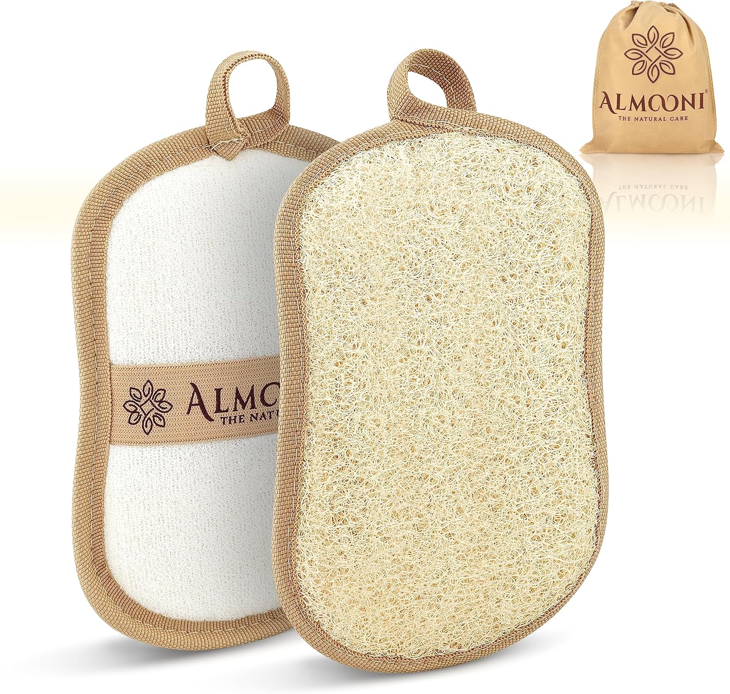 Premium Exfoliating Loofah Pad Body Scrubber, Made with Natural Egyptian Shower loofa Sponge- Bow Tie Shaped Loofah