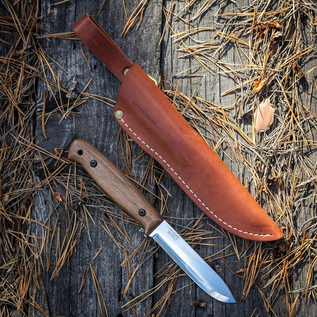 BS2FT CSH - Full Tang Bushcraft Knife With Leather Sheath - Survival Tactical Knife - Camping Knives - Outdoor Knives