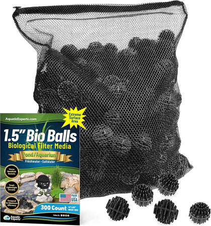 1.5" Large Bio Balls for Ponds – Biological Filter Media for Waterfalls & Outdoor Pond Filters, Treats Up to 1,000