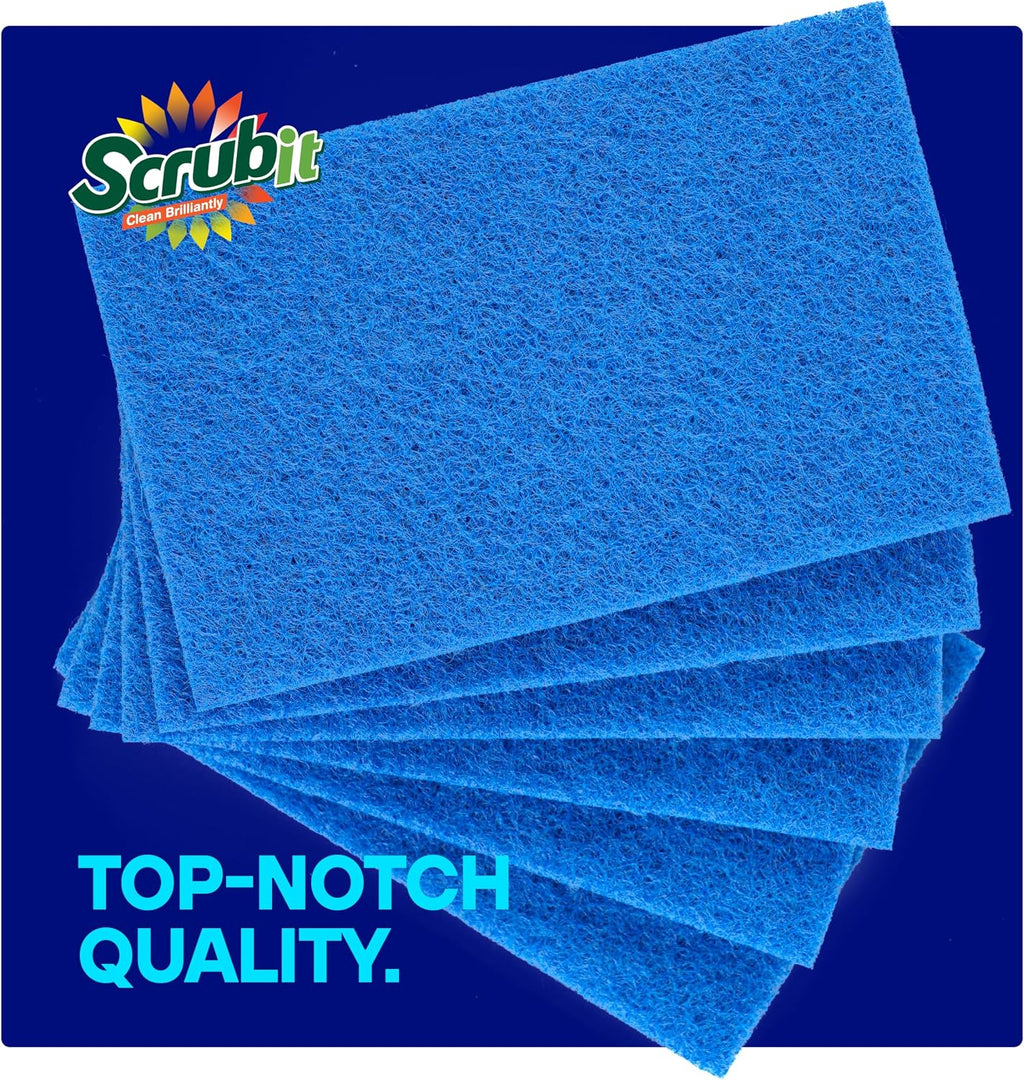 50 Pack Scouring Pad - Heavy Duty Scrub Pads for Cleaning Dishes - Non-Scratch Reusable Scrubbing - Blue