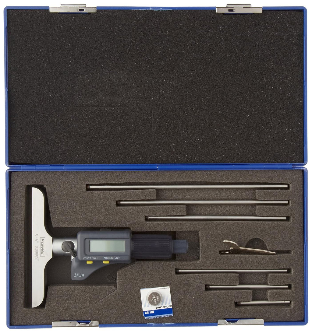 Fowler 54-225-456-0 IP54 Absolute Electronic Depth Micrometer with 0-6"/150mm Measuring Range