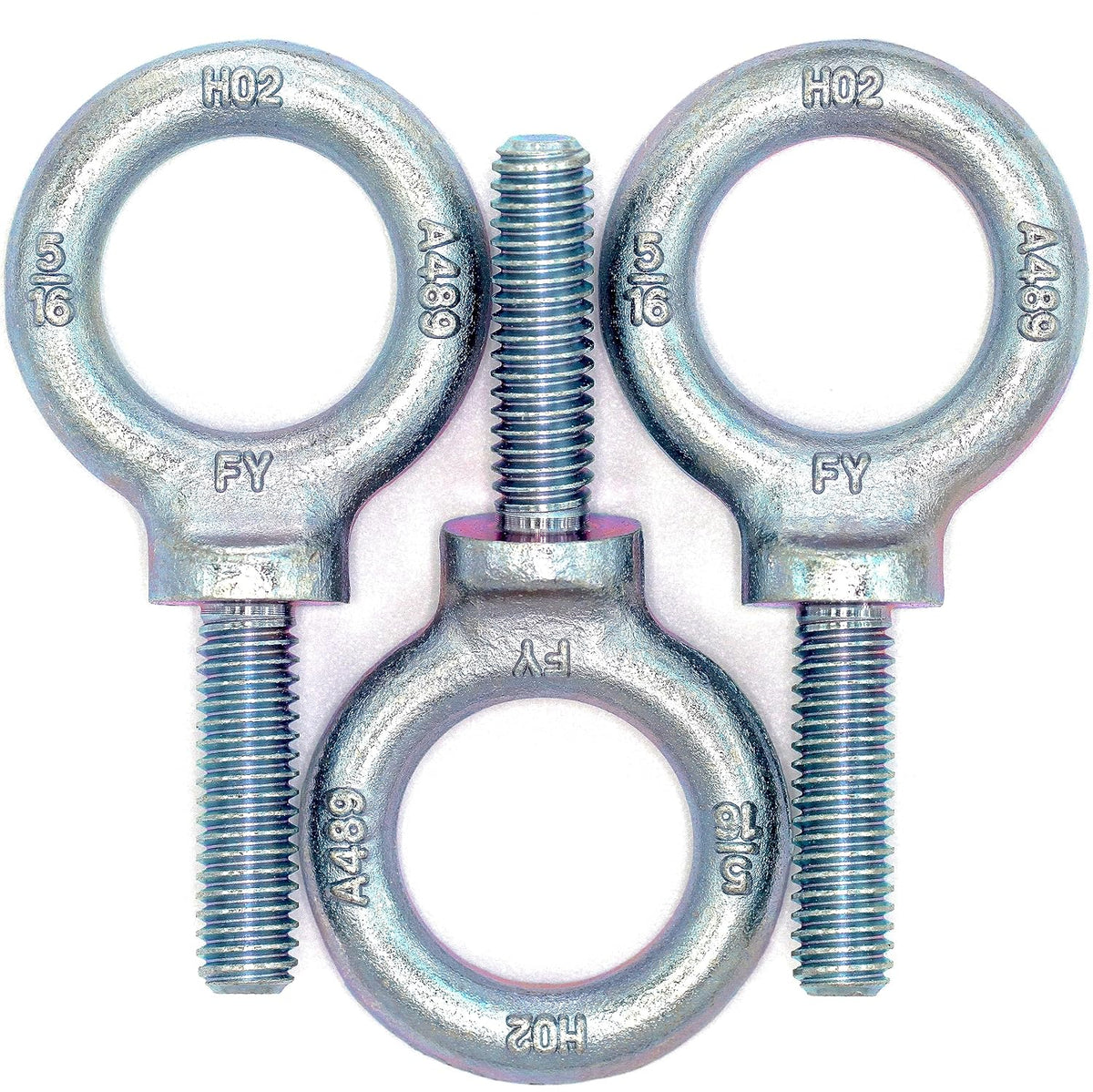 3 Pcs Lifting Shoulder Eye Bolts 5/16" Blue-Bright Zinc Plated