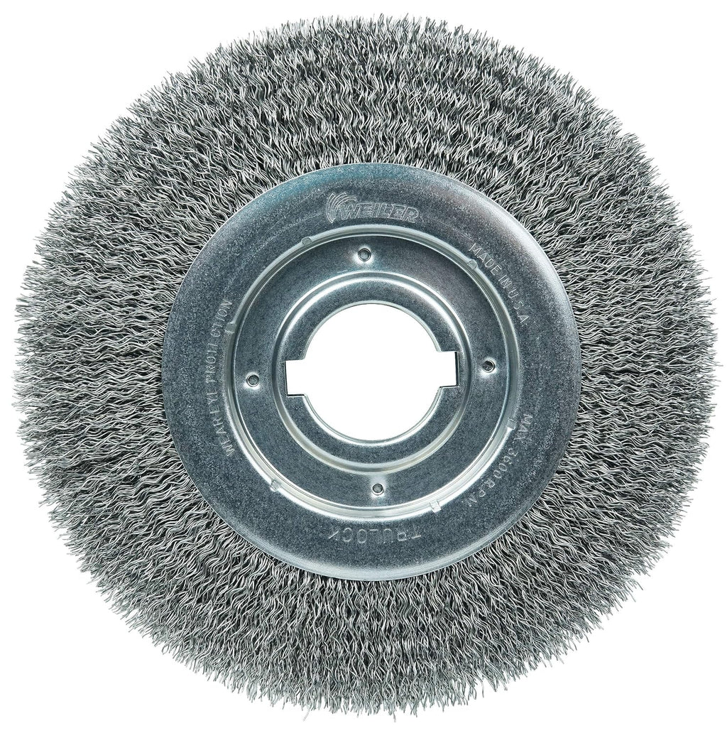 Weiler 06170 10" Medium Face Crimped Wire Wheel , .020" Steel Fill, 2" Arbor Hole, Made in the USA