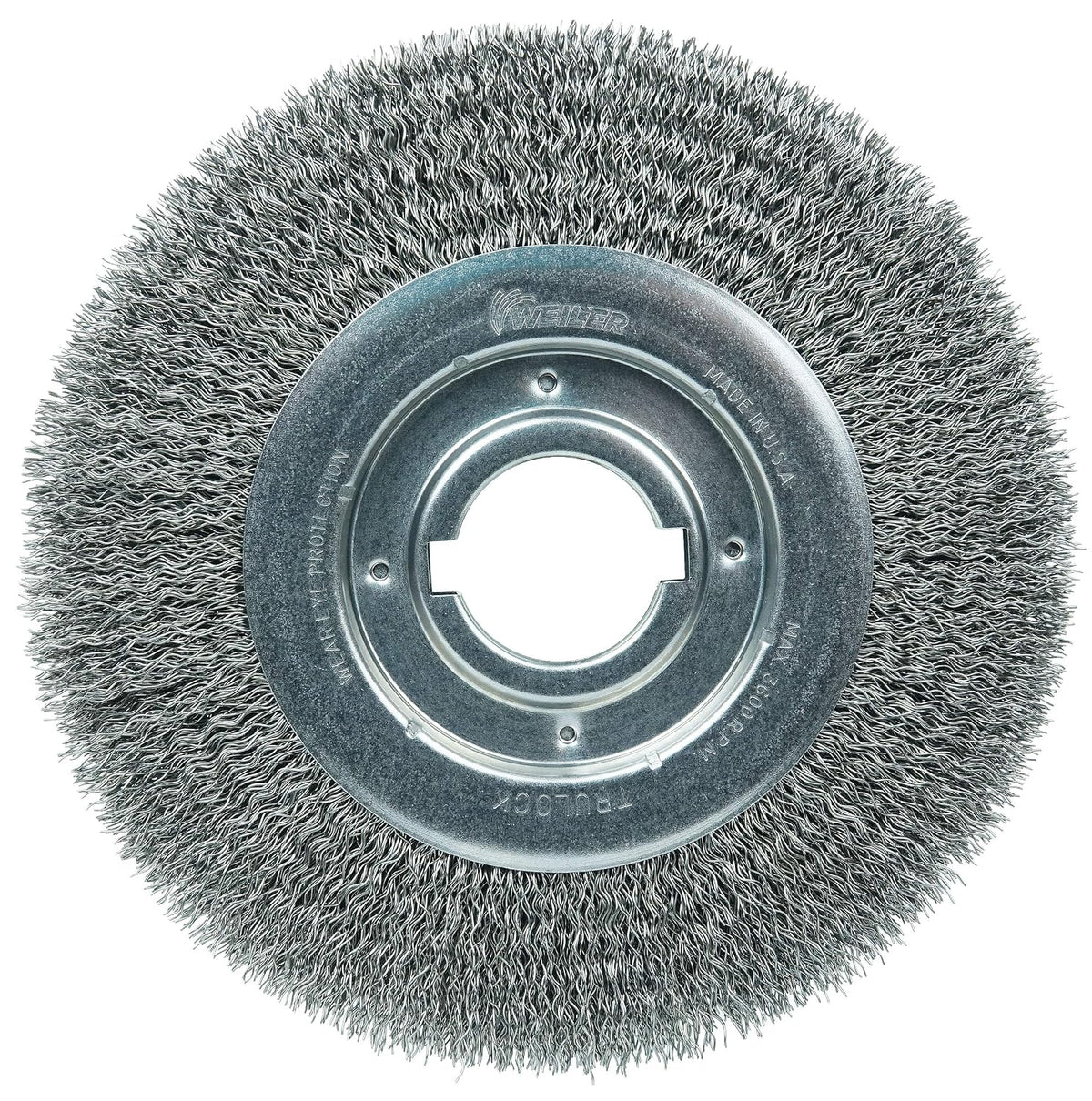Weiler 06170 10" Medium Face Crimped Wire Wheel , .020" Steel Fill, 2" Arbor Hole, Made in the USA