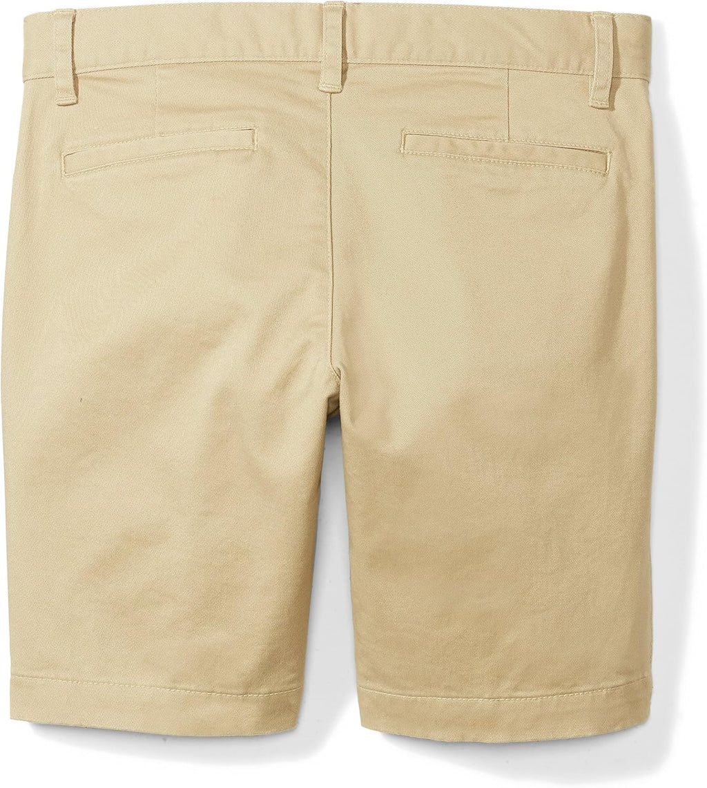 Girls and Toddlers' School Uniform Shorts with Adjustable Waist, Flat Front