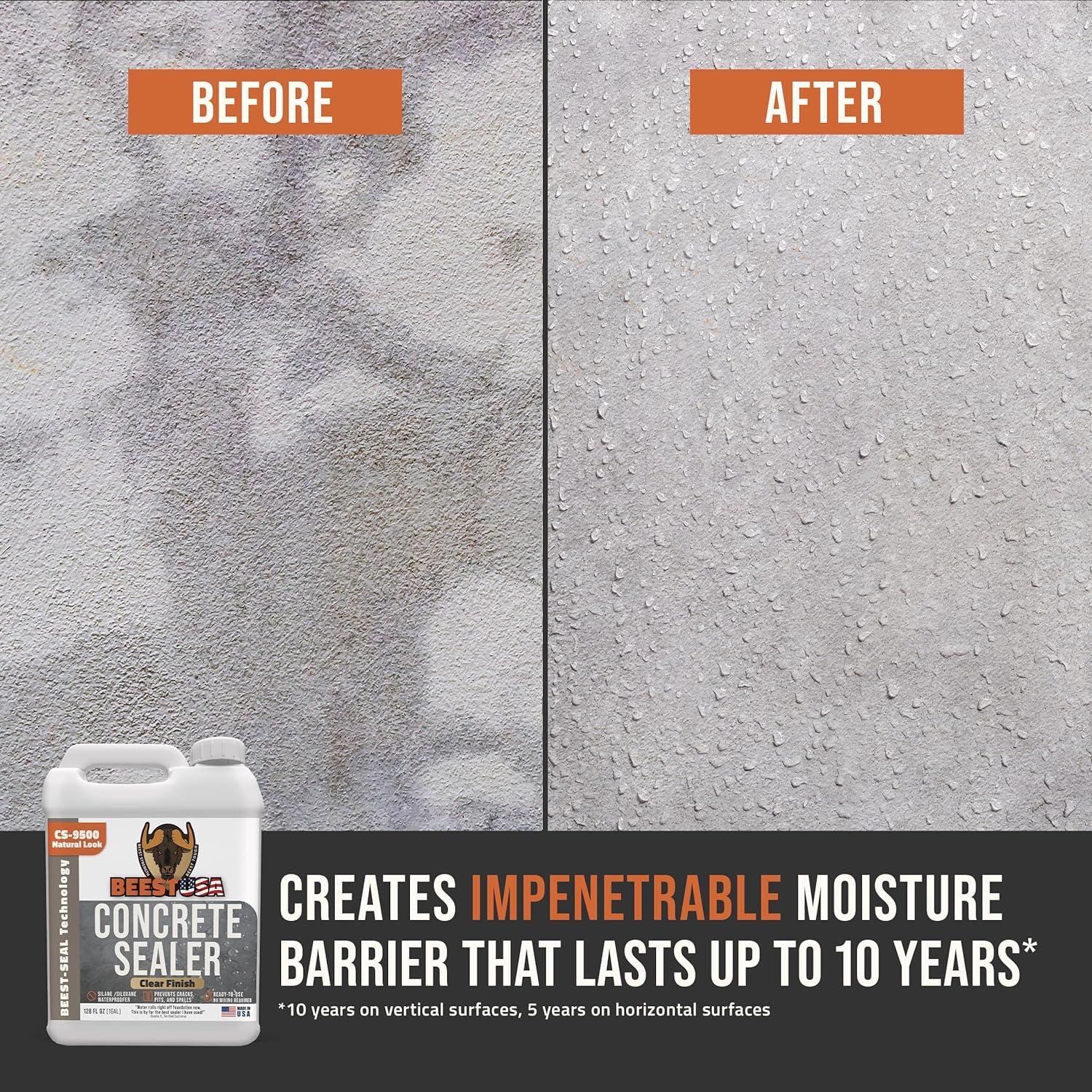 Concrete Sealer - 9500 Concentrate - 1G (Makes 5 Gallon) - 1G Covers up to 150-400 sq ft/Coat| Penetrating Paver